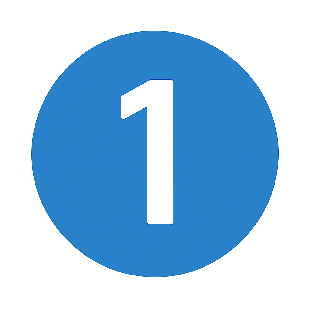 1 with circular blue icon size background png