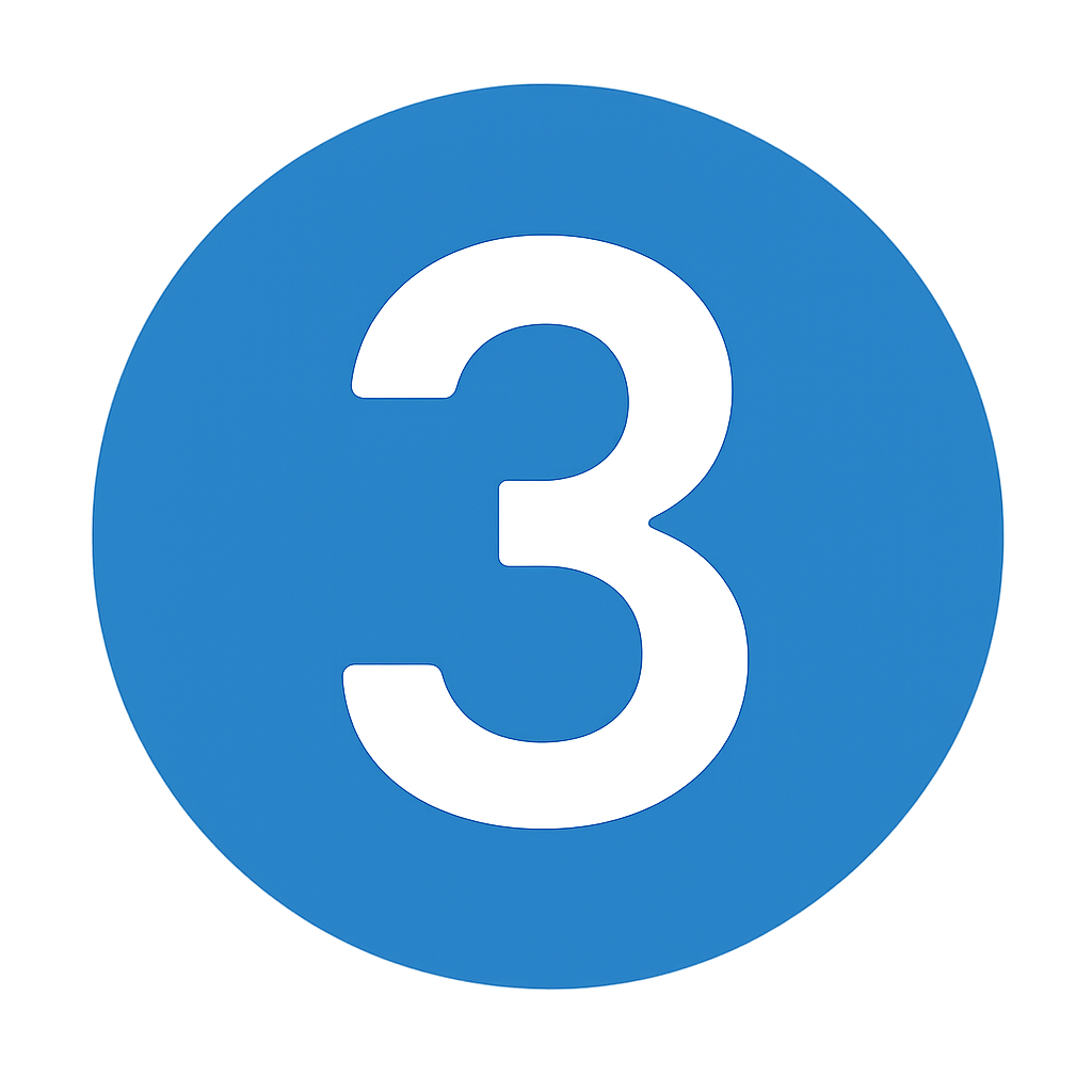 3 with circular blue icon size background png