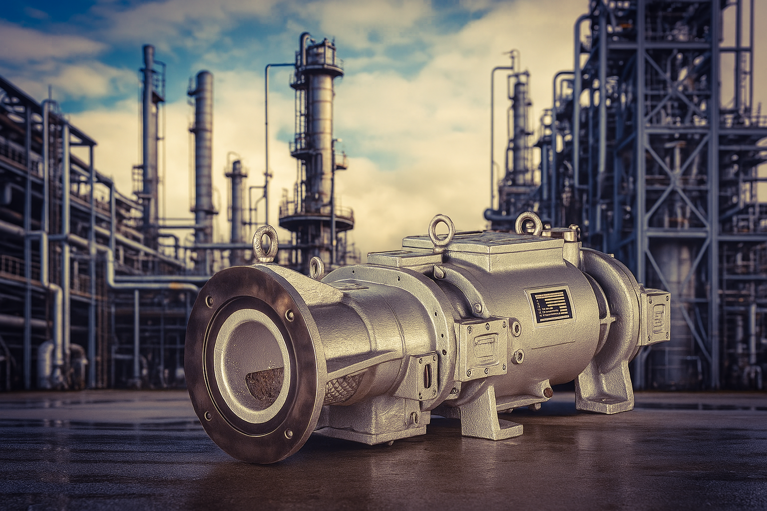 Dry screw Pump photo with chemical industry background-1 Dry screw Pump photo with chemical industry background-1